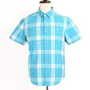 Original Penguin Teal Checkered w/Yellow Button Up Shirt (Heritage Slim Fit) L